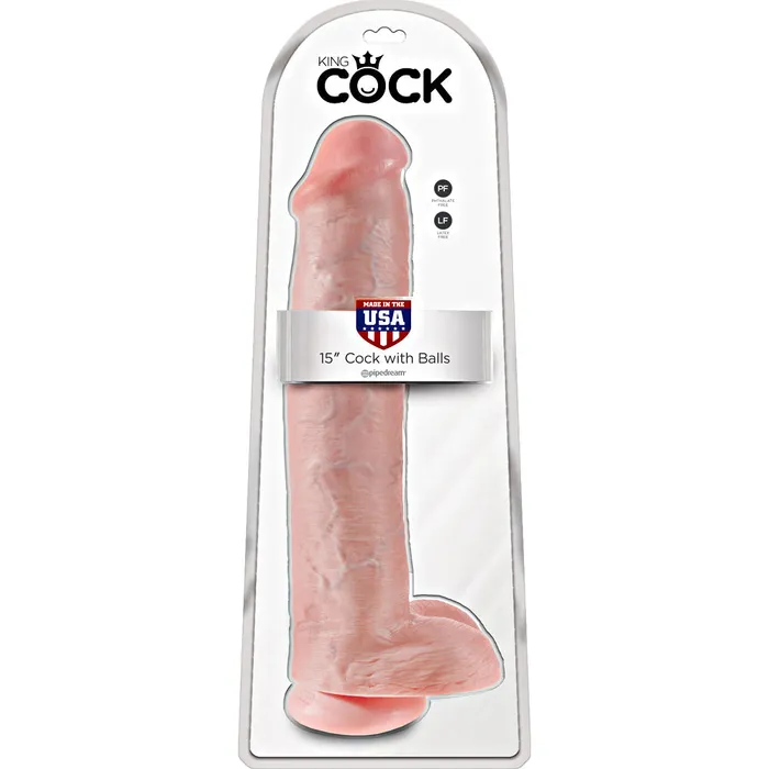 Dildos adult super stores King Cock Oversized Realistic Dildo with Balls and Suction Cup Mount Base 15 inch Flesh