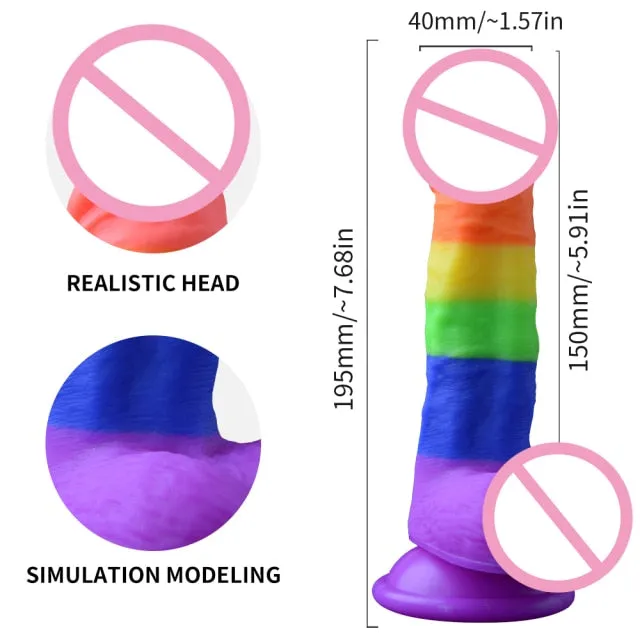 Lusty Age Dildos Rainbow Soft Big Realistic Silicone Dildo
