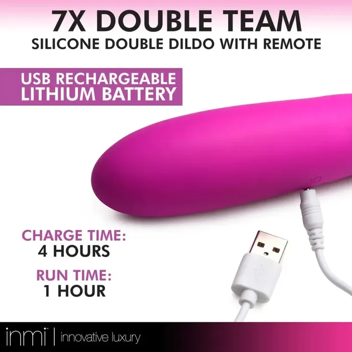inmi Female Sex Toys 7x Double Team Silicone Double Dildo With Remote