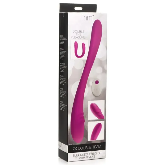 inmi Female Sex Toys 7x Double Team Silicone Double Dildo With Remote