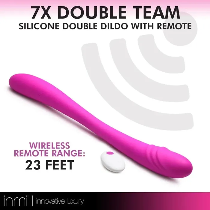 inmi Female Sex Toys 7x Double Team Silicone Double Dildo With Remote