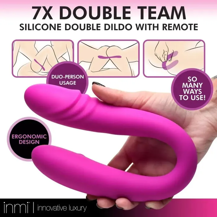 inmi Female Sex Toys 7x Double Team Silicone Double Dildo With Remote