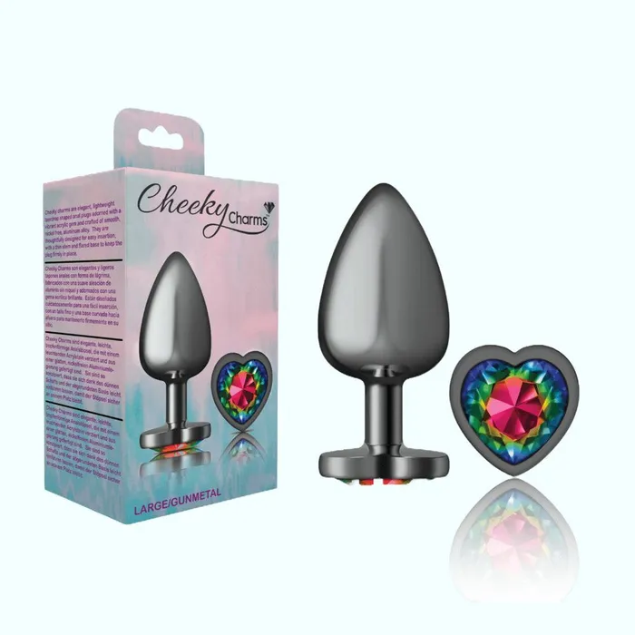 Cheeky Charms Anal Cheeky Charms Gunmetal Large Metal Butt Plug HeartShaped Rainbow Cheeky Charms Anal Cheeky Charms Gunmetal Large Metal Butt Plug HeartShaped Rainbow