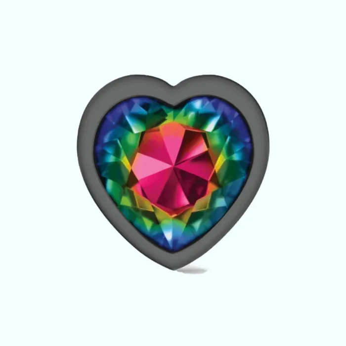 Cheeky Charms Anal Cheeky Charms Gunmetal Large Metal Butt Plug HeartShaped Rainbow
