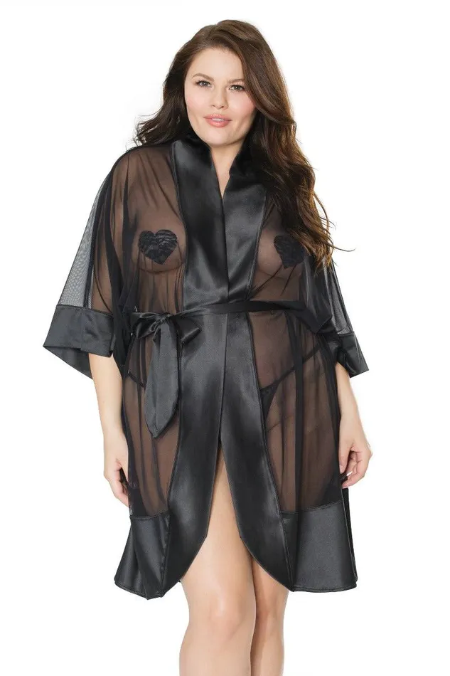 Coquette Coquette 20310 Sheer Kimono Black OS Anal