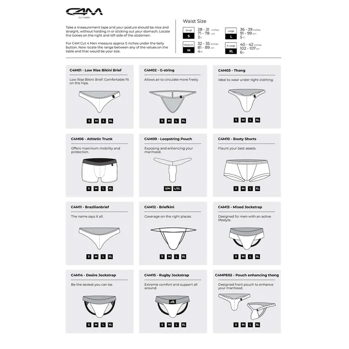 CUT 4 MEN Mens Underwear C4M BL4CK Snap Erganomic Brief Leatherette