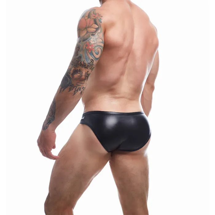 CUT 4 MEN Mens Underwear C4M BL4CK Snap Erganomic Brief Leatherette