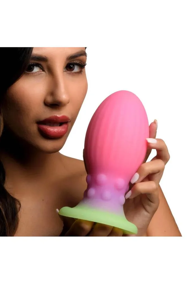 XR Brands Female Sex Toys XR Brands Creature Cocks XL Xeno Egg Glow In The Dark Silicone Egg Multicolour