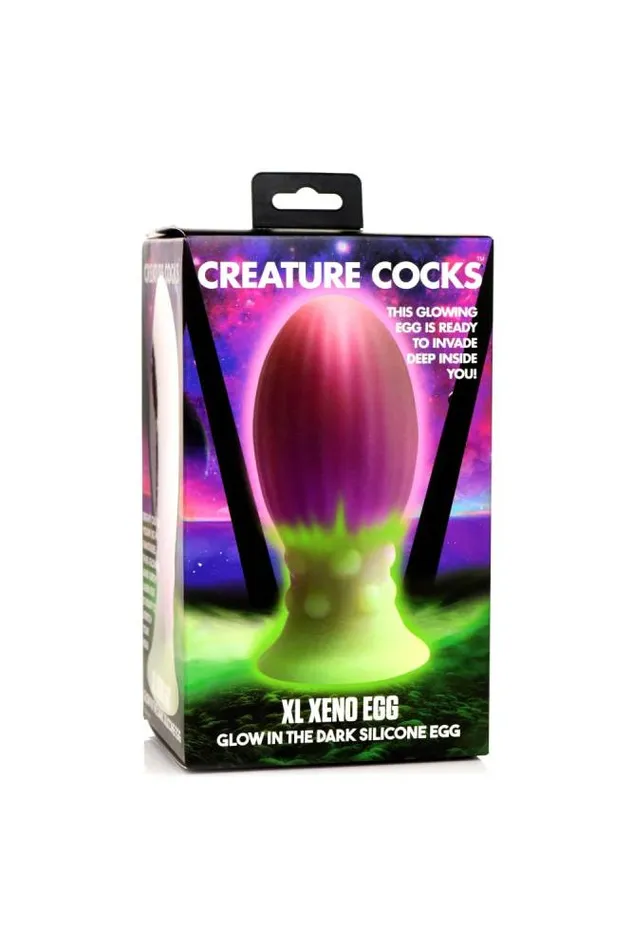 XR Brands Female Sex Toys XR Brands Creature Cocks XL Xeno Egg Glow In The Dark Silicone Egg Multicolour