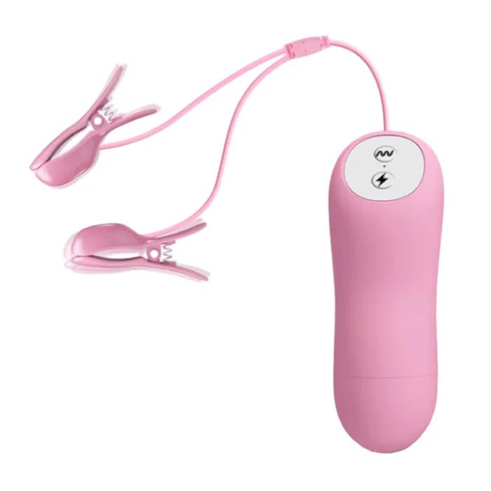 Vibrators Pink Vibrating Electro Clamps SetBest Lovegasm