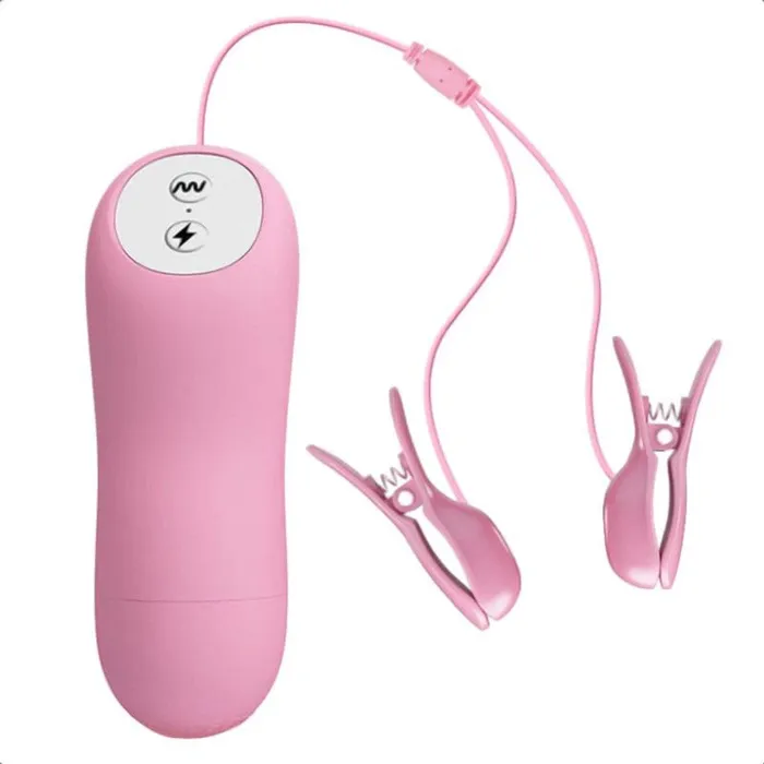 Vibrators Pink Vibrating Electro Clamps SetBest Lovegasm