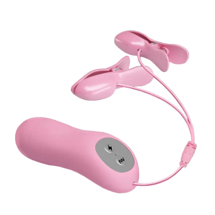Vibrators Pink Vibrating Electro Clamps SetBest Lovegasm