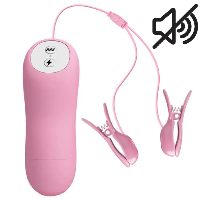 Vibrators Pink Vibrating Electro Clamps SetBest Lovegasm