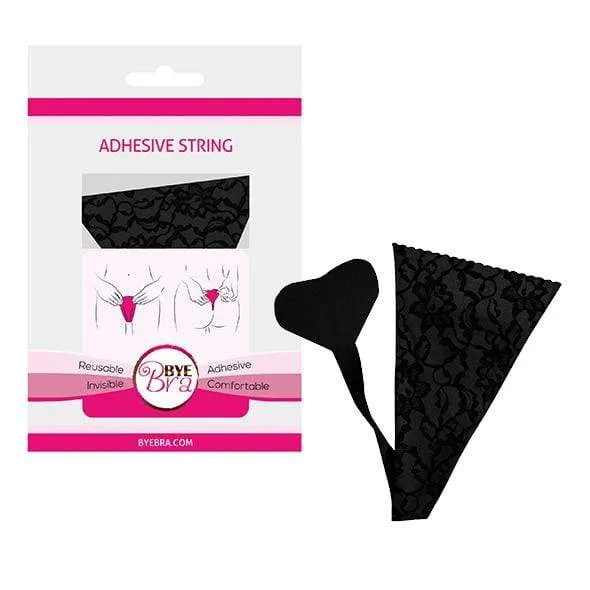 Bye Bra Anal Bye Bra Adhesive Invisible G String Lace OS Black