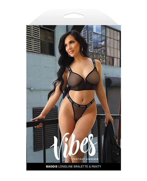 Fantasy Lingerie Vibrators Vibes Baddie Glitter Mesh Long Line Bralette Thong Black Fantasy Lingerie Vibrators Vibes Baddie Glitter Mesh Long Line Bralette Thong Black