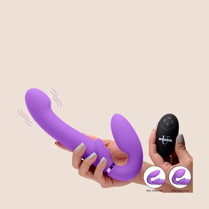Female Sex Toys XR Brands GPulse Vibrating Strapless StrapOn vibrating and inflatable