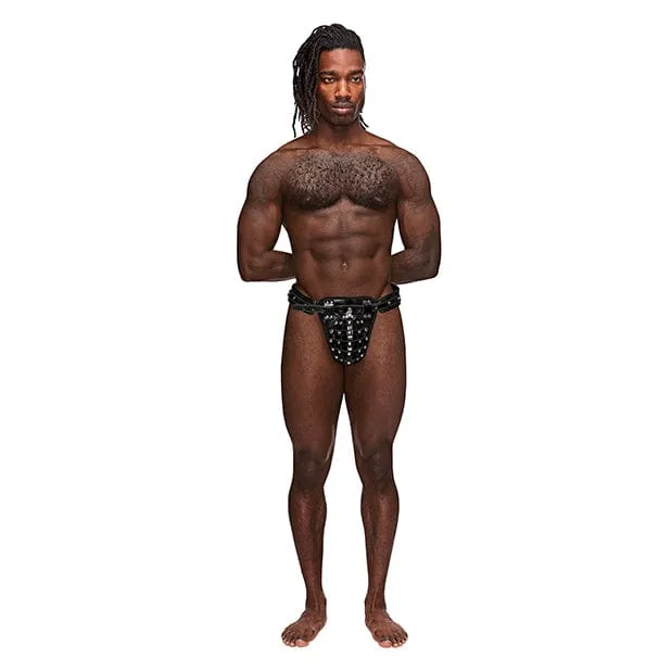 Male Power Male Sex Toys Male Power Leather Taurus Adjustable Buckle Thong Underwear OS Black