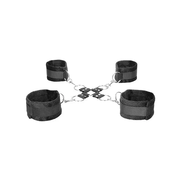 Shots Ouch Black and White BDSM Velcro Hogtie with Hand and Ankle Cuffs Black Shots Anal