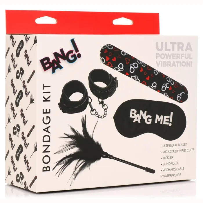 Bondage Kit XL Bullet Cuffs Tickler Blindfold Bang Couples