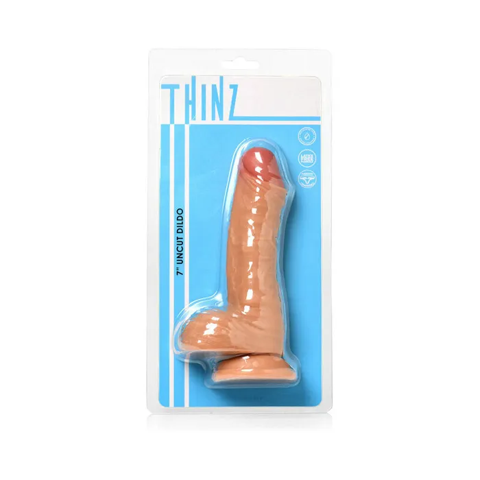 Curve Novelties Thinz Uncut 64 in Dildo with Balls Light Female Sex Toys