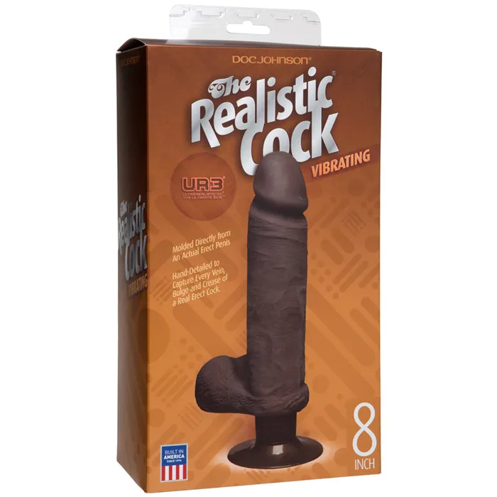 Doc Johnson Dildos The Realistic Cock UR3 Vibrating 8 Inch Chocolate