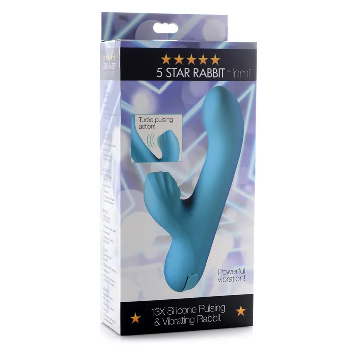 Inmi 5 Star Rabbit 13X Silicone Pulsing Vibrating Rabbit Teal Vibrators
