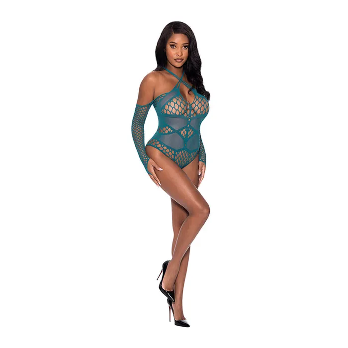 Magic Silk Seamless Long Sleeve Teddy Teal OS Magic Silk Vibrators