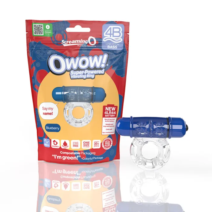 Screaming O Female Sex Toys Screaming O 4B OWow Vibrating Cockring Blueberry