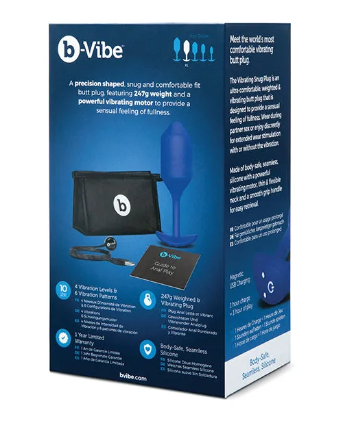bVibe Vibrating Weighted Snug Plug XL 247 g Navy Open Desires Male Sex Toys