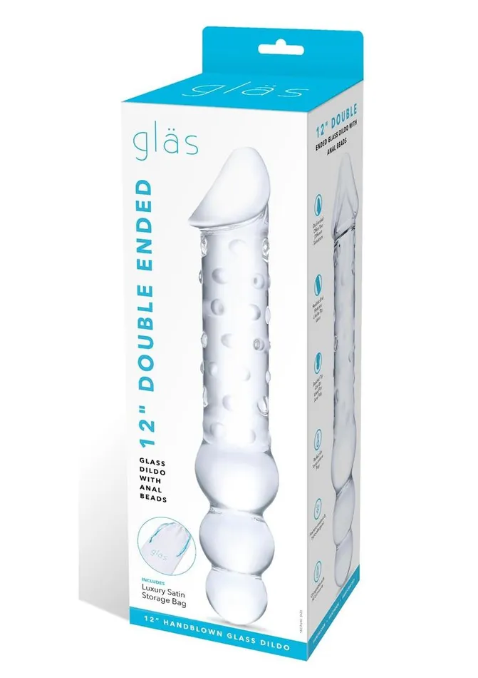 Glas Dildos Glas Double Ended Glas Dildo with Anal Beads