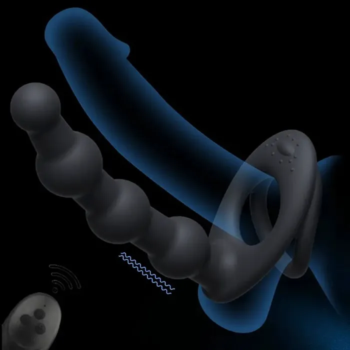 Inyarose Male Sex Toys Double Ring Pull Bead Locking Ring