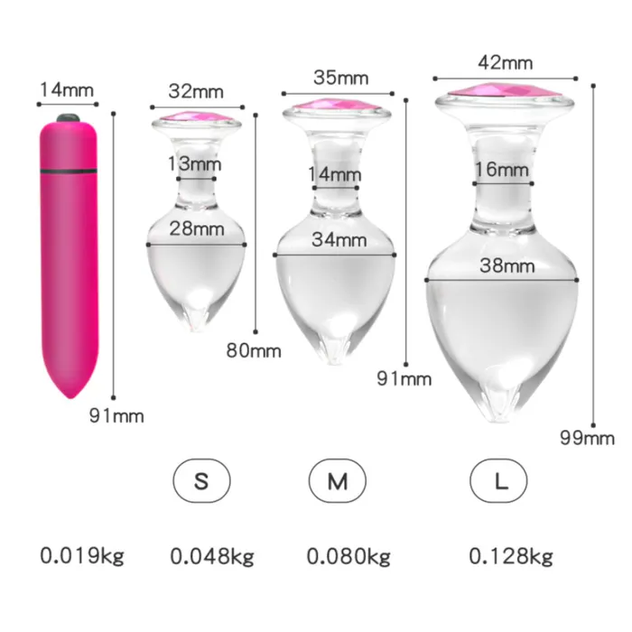 Love Plugs Anal Sparkly Crystal Rose Plug Set 4 Piece