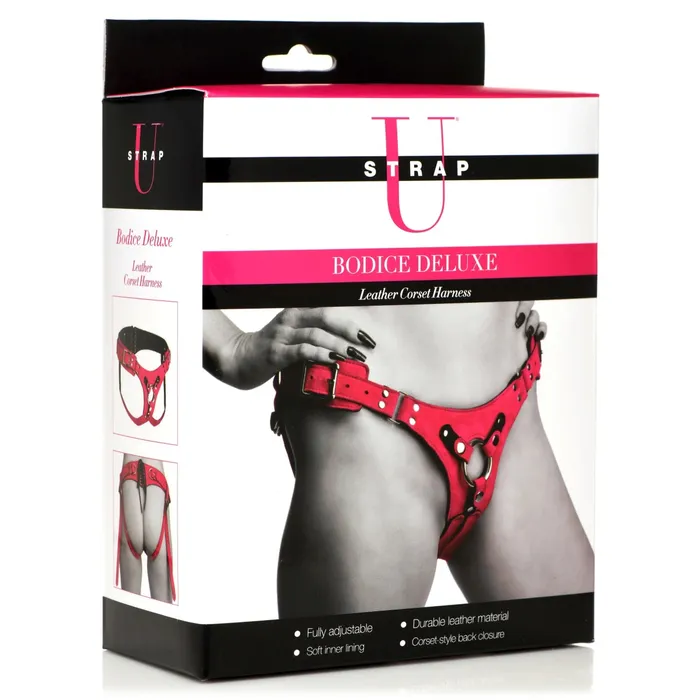 Strap U Vibrators Strap U Bodice Deluxe Leather Corset Harness Pink Strap U Vibrators Strap U Bodice Deluxe Leather Corset Harness Pink