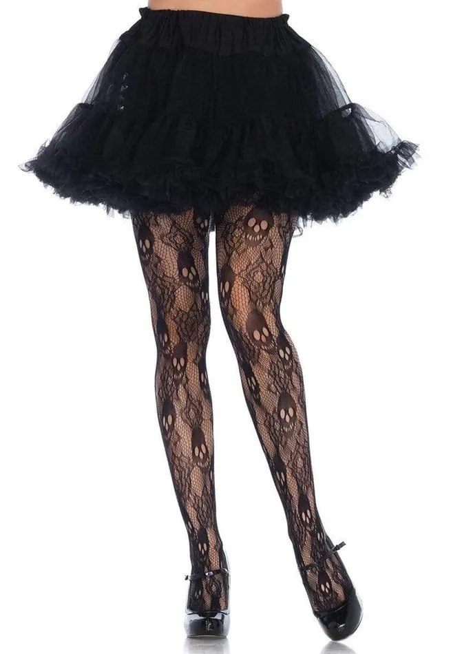 Vibrators Leg Avenue Leg Avenue Black Rose Skull Lace Tights