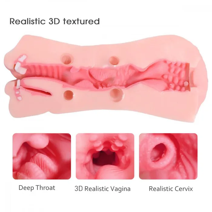 ADLTOYFUN Female Sex Toys 82 2in1 Realistic Mouth Clitoris Masturbation Pocket Pussy