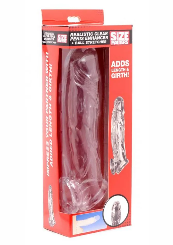 Size Matters Realistic Clear Penis Enhancer and Ball Stretcher Size Matters Male Sex Toys
