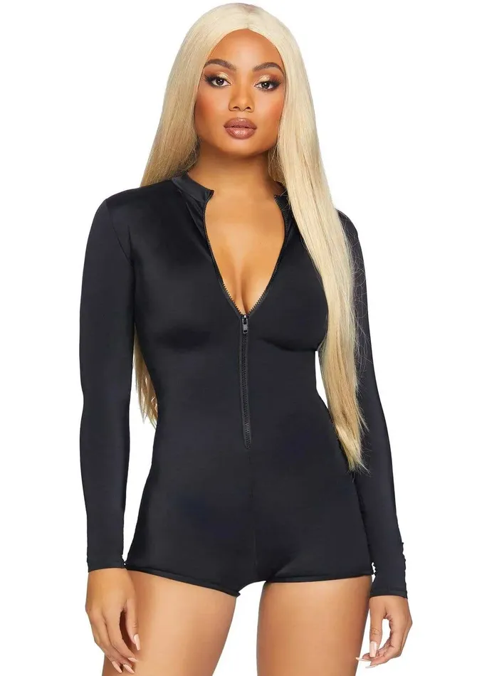 2024 Holiday Sale Specials Anal Zipper Front Long Sleeved Matte Romper Small Black 2024 Holiday Sale Specials Anal Zipper Front Long Sleeved Matte Romper Small Black
