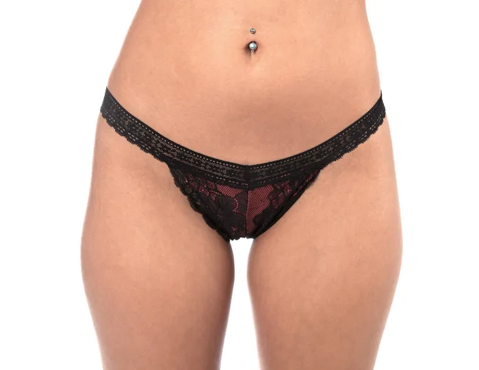 Anal Sunset Intimates Floral Lace Bikini in RedBlack