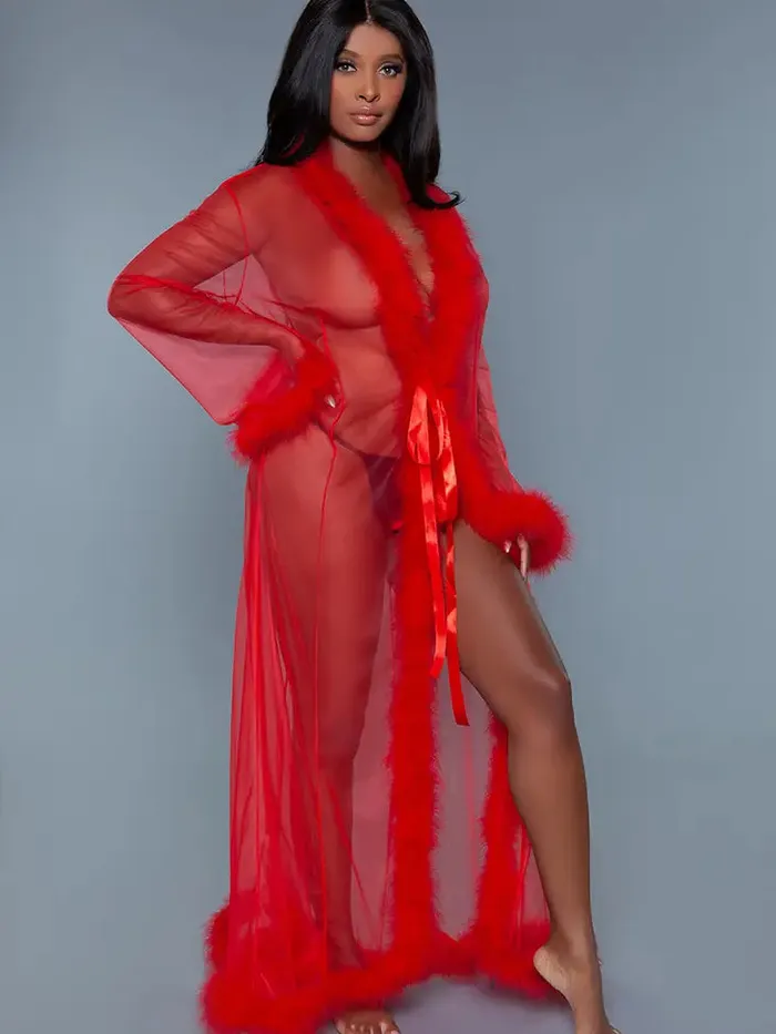 bewicked Vibrators Marabou Robe Red