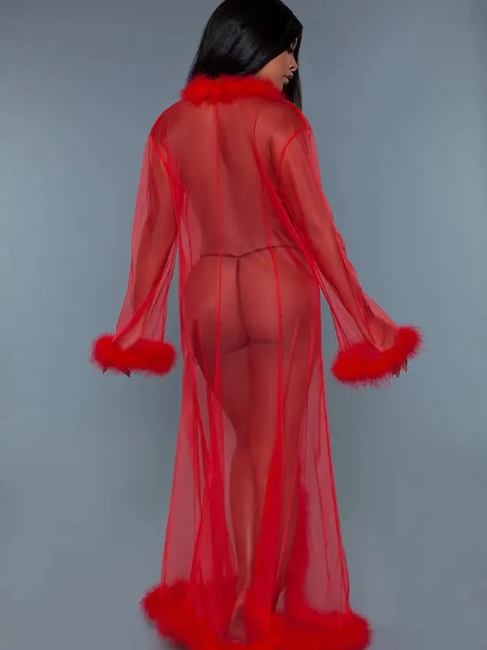 bewicked Vibrators Marabou Robe Red