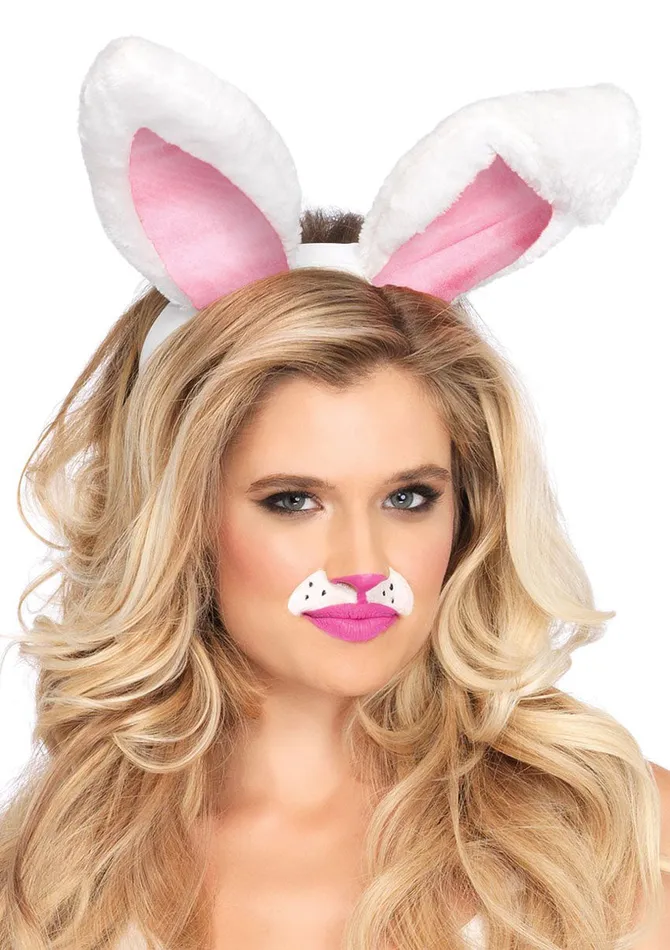 Leg Avenue Vibrators Plush Bunny Rabbit Ears Headband White