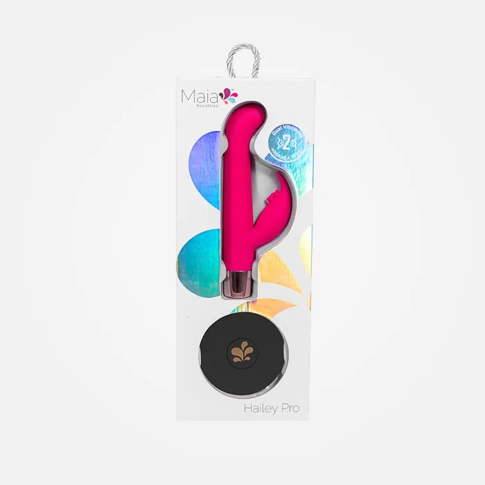 Maia Toys Female Sex Toys Hailey PRO Hot Pink Rabbit Vibrator with Wireless Charging Base Maia Toys Female Sex Toys Hailey PRO Hot Pink Rabbit Vibrator with Wireless Charging Base