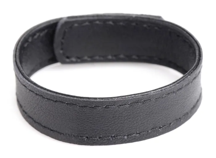 Male Sex Toys XR Brands Leather and Velcro Cock Ring Black