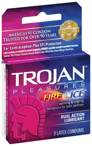 Trojan Fire and Ice Dual Action Lubricated Condoms 3 Pack Paradise Marketing Vibrators