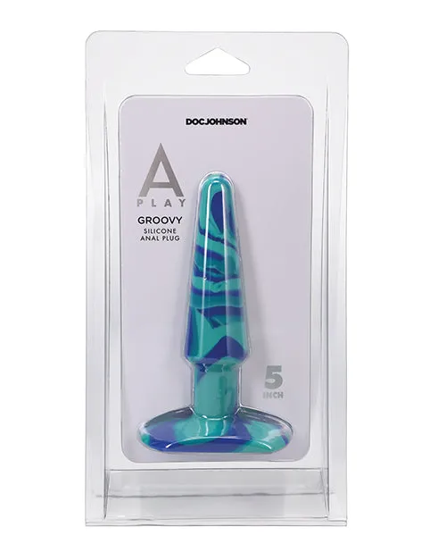 Anal A Play APlay Groovy Silicone Anal Plug 5in Blue Anal A Play APlay Groovy Silicone Anal Plug 5in Blue