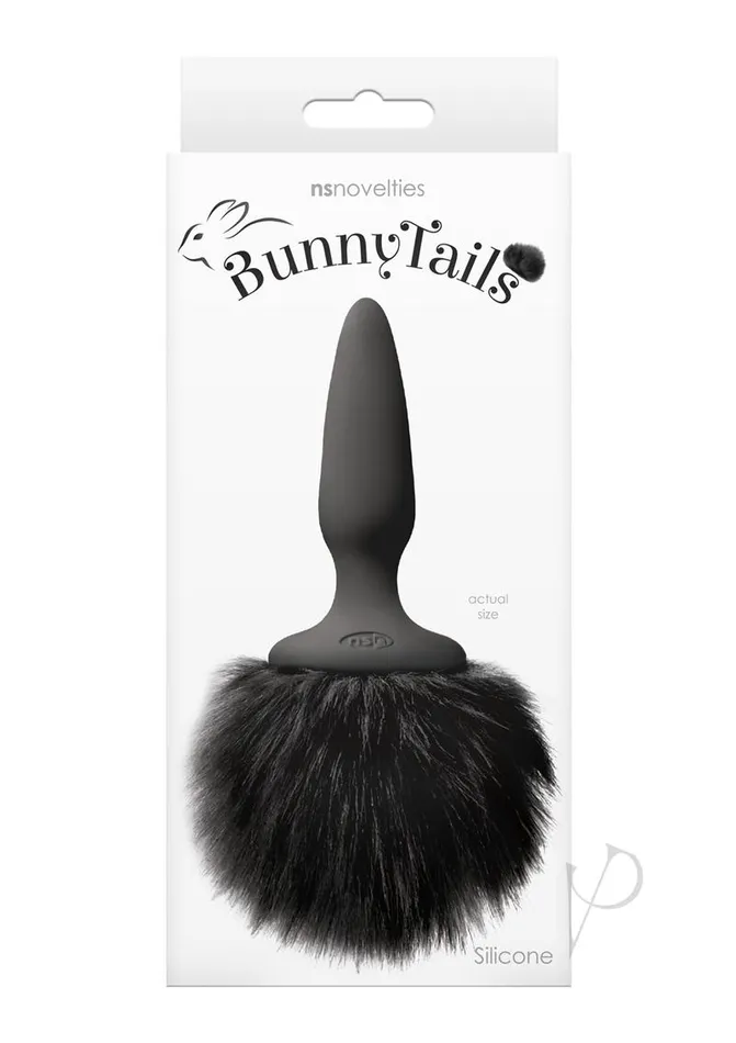Anal Bunny Tails Bunny Tails Mini Silicone Butt Plug Black Fur Black