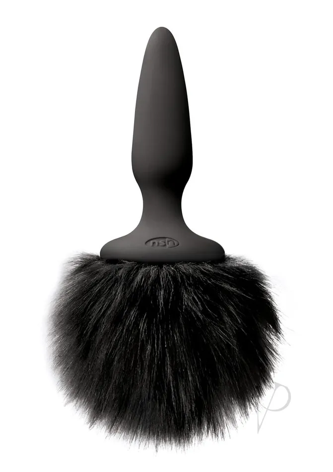Anal Bunny Tails Bunny Tails Mini Silicone Butt Plug Black Fur Black