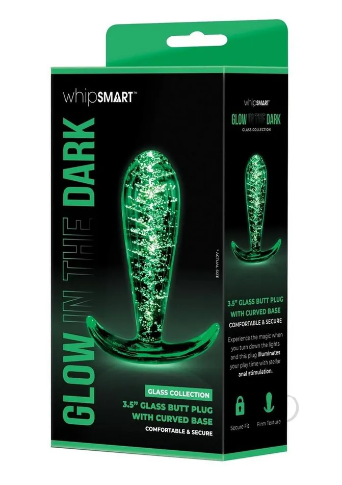 Anal Whipsmart Whipsmart Glass Butt Plug with Curved Base 35in Clear