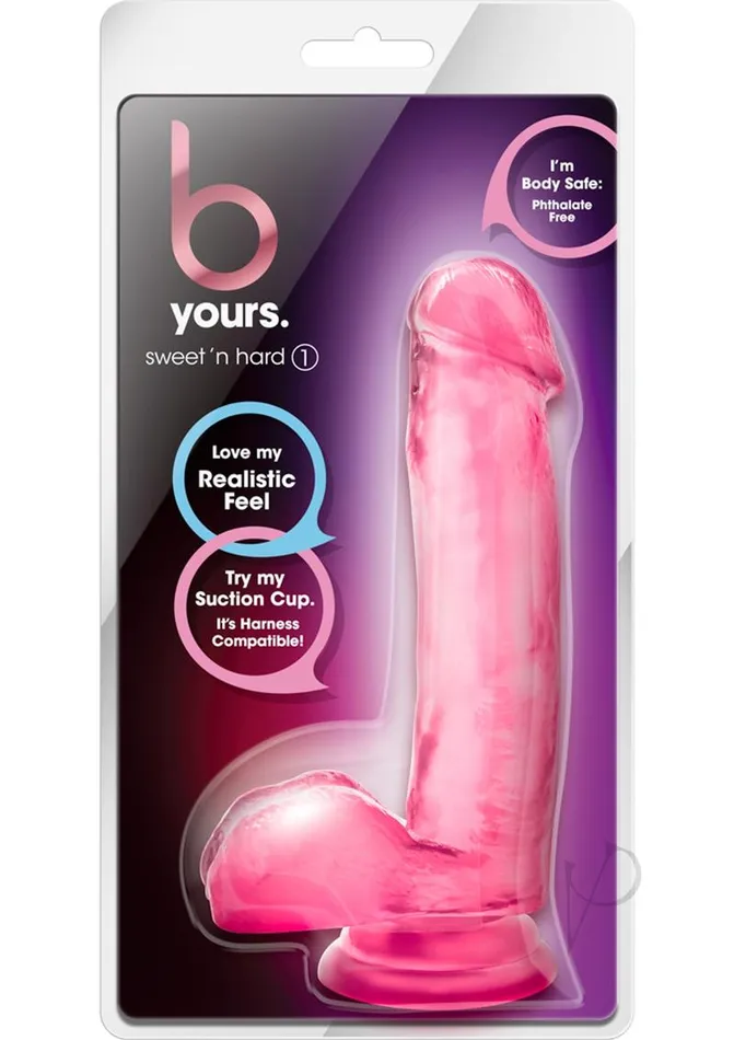B Yours Sweet N Hard 1 Dildo with Balls 7in Pink B Yours Dildos