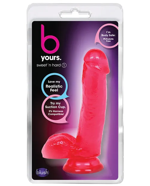 B Yours Sweet N Hard 1 Dildo with Balls 7in Pink B Yours Dildos